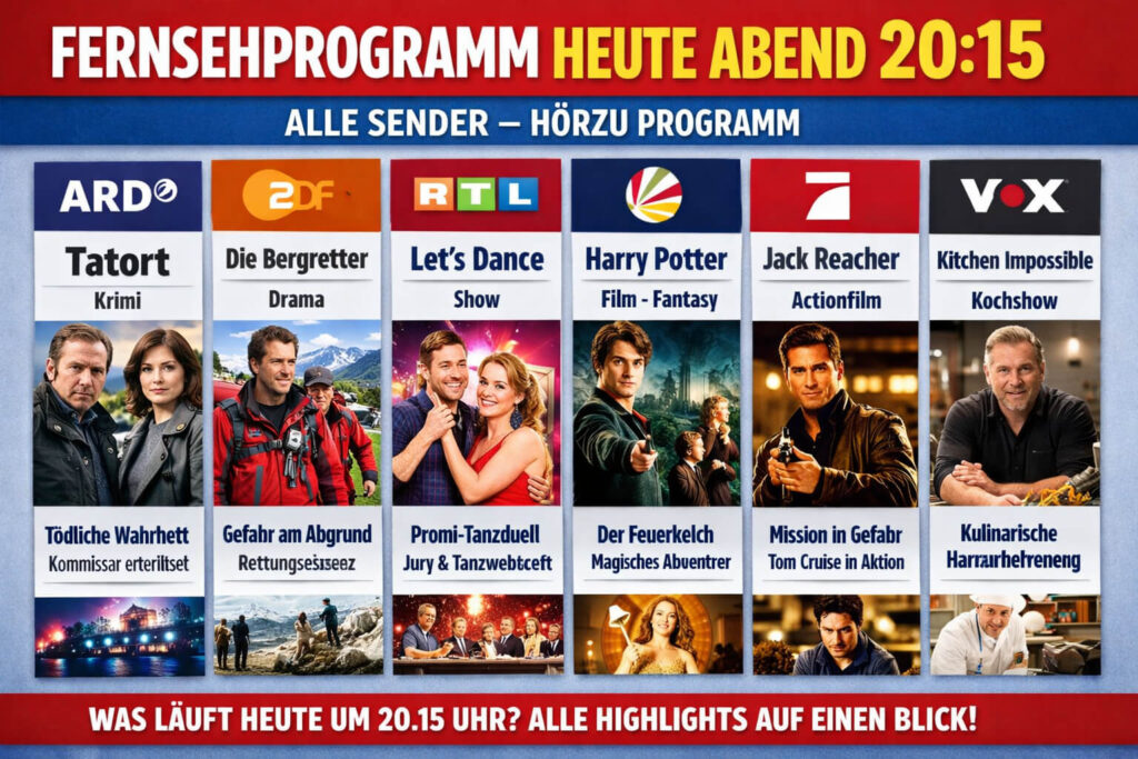 Fernsehprogramm heute Abend 20:15 – Alle Sender im Überblick mit dem Hörzu Programm Fernsehprogramm heute abend 20.15 alle sender hörzu programm